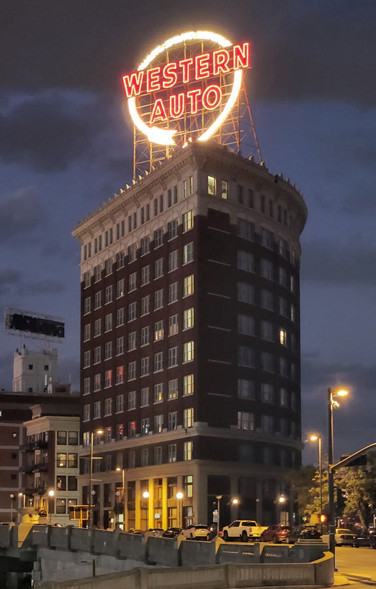 KC0105 - Historic Western Auto Building at Night