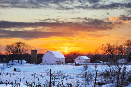 FR0047 - WInter Sunset on the Farm