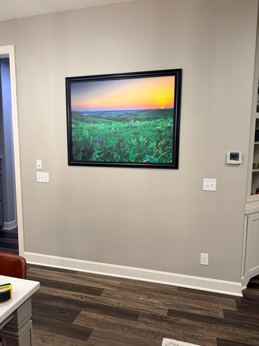 Testimonial - Sunset Along Wildflower Road, 36 x 48 Textured With Black Frame